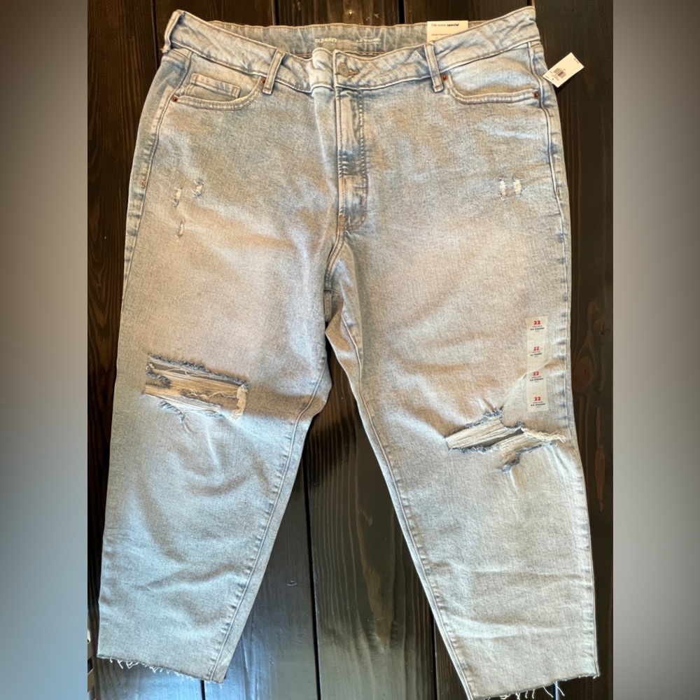 NWT Old Navy High Waist OG Straight Leg Ripped Ankle Jeans Size 22